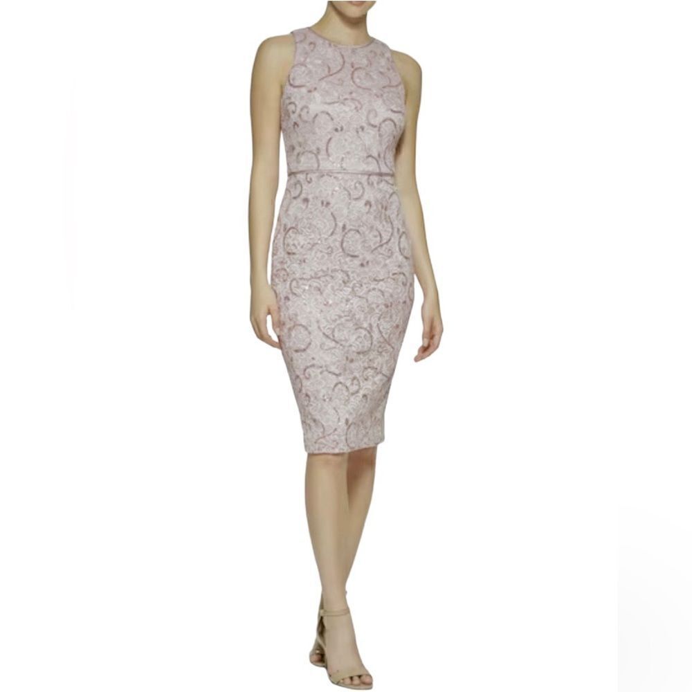 Vince Camuto Silver Gray sleeveless cocktail sheath dress size 8